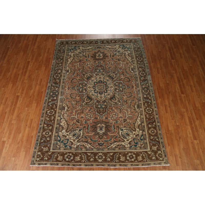 Tapis persan rétro Heriz noué à la main 8 x 11