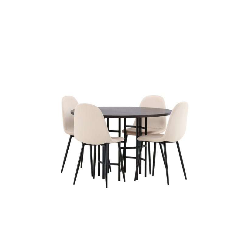 Quarles 4 -Person Dining Set, Brown, Beige, Beige