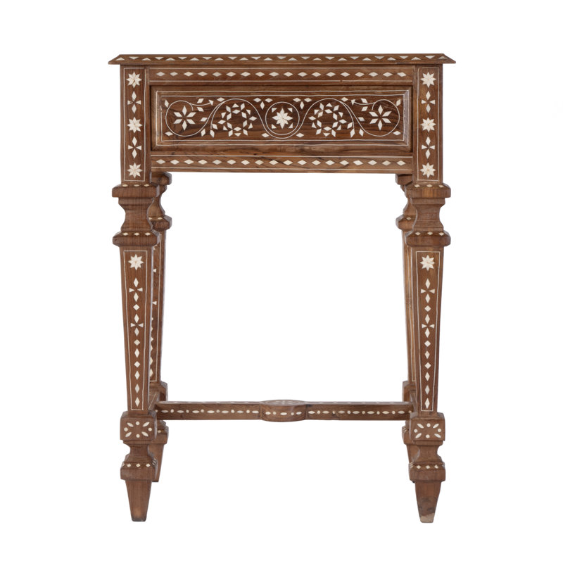 Rashmi 21 in. W Rectangular Teak & Bone End Table