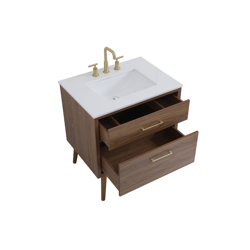 Ensemble de meuble-lavabo simple 30 po Burkley, Noyer brun
