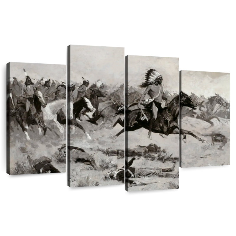 Lelar se ruant vers les pavillons rouges traversant la ligne 1900, H 48 po x l 75 po