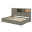 Lit de jour en bois pleine grandeur avec 3 tiroirs de rangement, un plateau supérieur souple, une tablette et un ensemble de prises et de ports USB-580028408