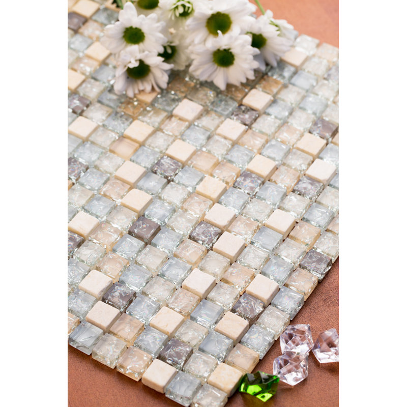 Mesh Pess Grid Stone Tile, Gray/Tan