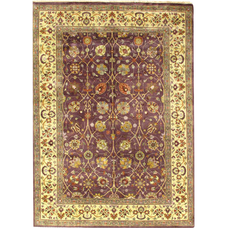 Tabriz Wool Area Rug in Rose/Ivory