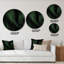Tissu en soie vert foncé avec une fine rayure blanche - art mural traditionnel en cercle métallique-68851392