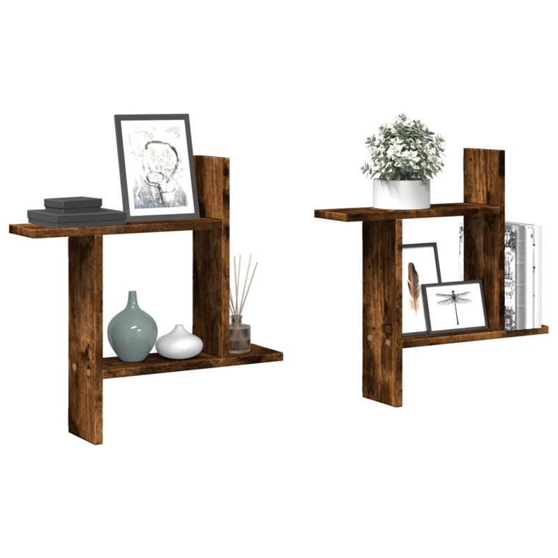 Rocchi Floating Shelf, 50cm H x 50cm W x 12cm, Smoked Oak