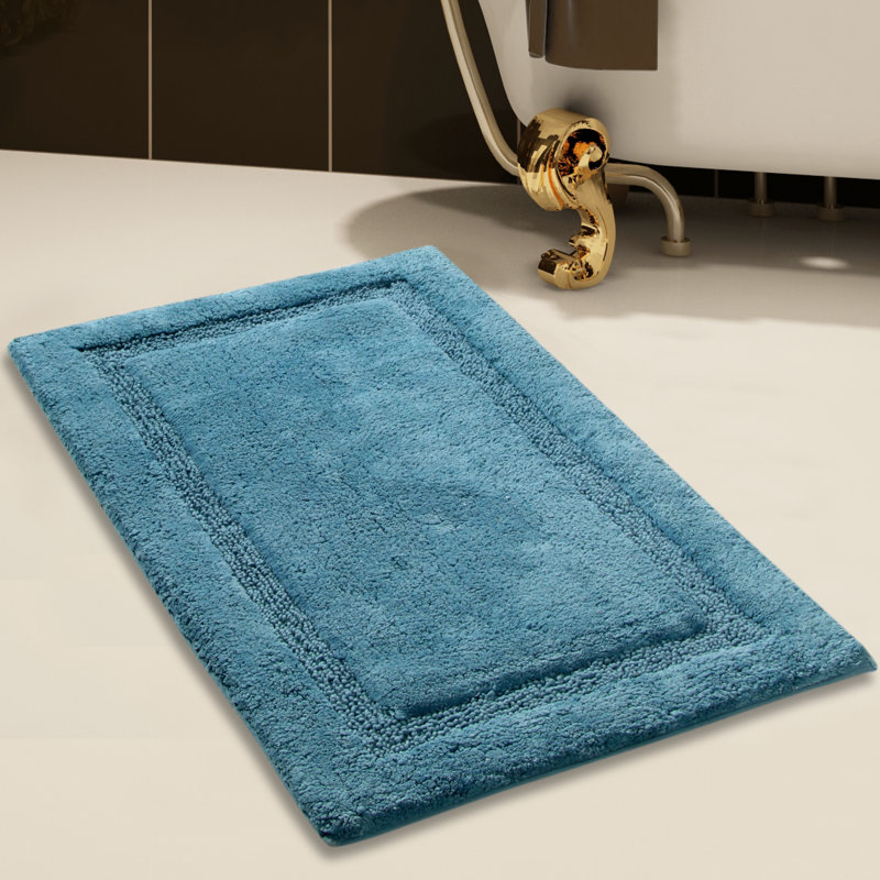 Ensemble de tapis pour salle de bain à rayures 100% coton Purifoy, Bleu arctique