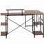 Bureau industriel en L avec tablettes de rangement, noyer