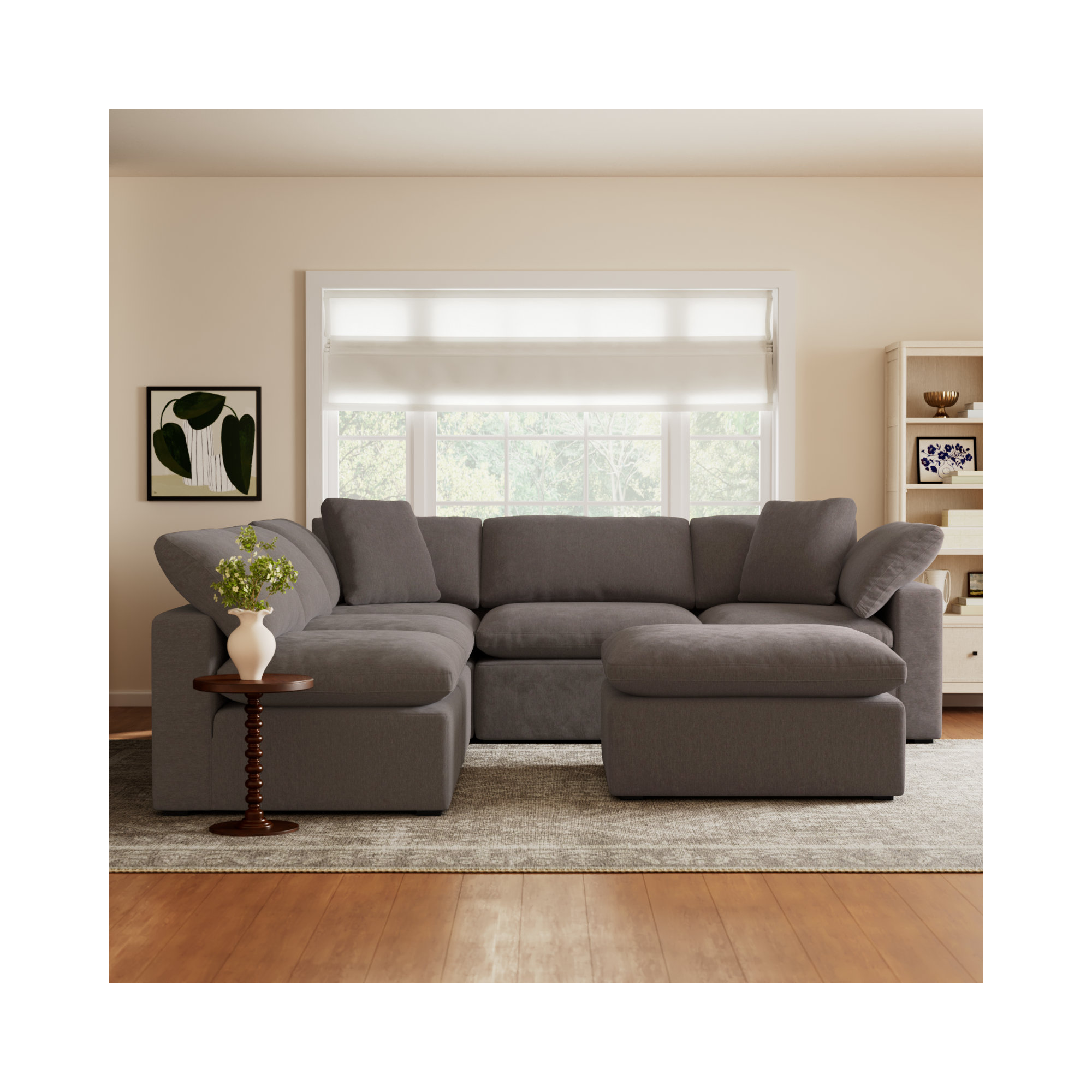 Calana Luxe Modular Sectional, 5 Piece, Navy Revolution Performance Fabrics