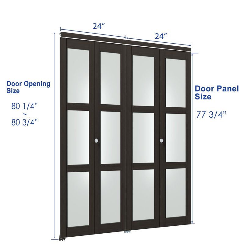 Porte pliante en bois manufacturé 3-Lite, 48 po x 80 po