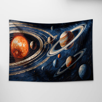 Space Solar system scale diagrams Wall Tapestry