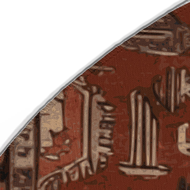 Tapis d'intérieur et d'extérieur brun Persian, Rond 5 pi