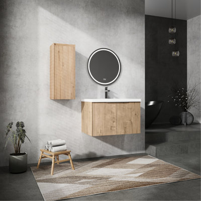 30" Bathroom Vanity With Sink And Side Cabinet - Modern Decor, Rust Handles Cabinet, Water- Finish