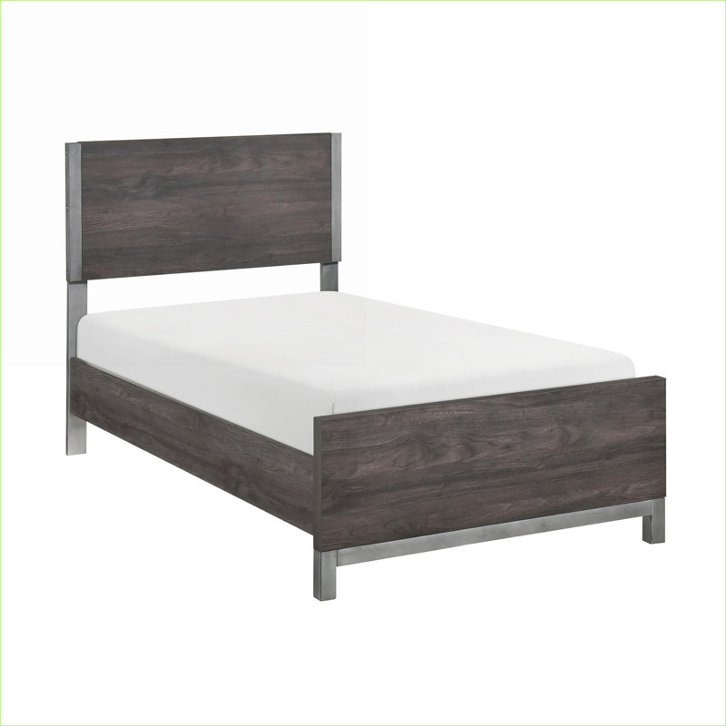 Cadre de lit simple en bois brun classique pour une utilisation quotidienne dans une chambre à coucher avec un design moderne et élégant à deux tons