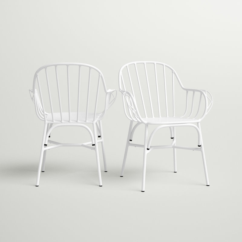 Payson Premium All-Weather Wicker Outdoor Stacking Dining Armchair, Matte White