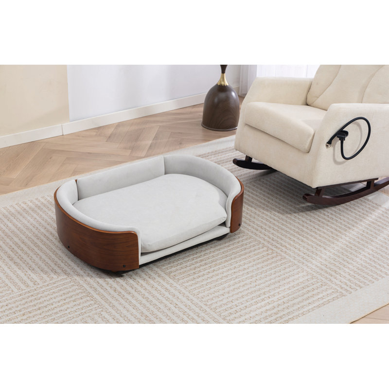 Canapé pour chien de style scandinave, Grand (H 11,02 po x l 38,58 po x P 26,77 po), Gris clair / Brun