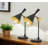Two pieces of Devansh 23" Black Metal Geometric Desk Table Lamps With Black and Gold Cone Shade