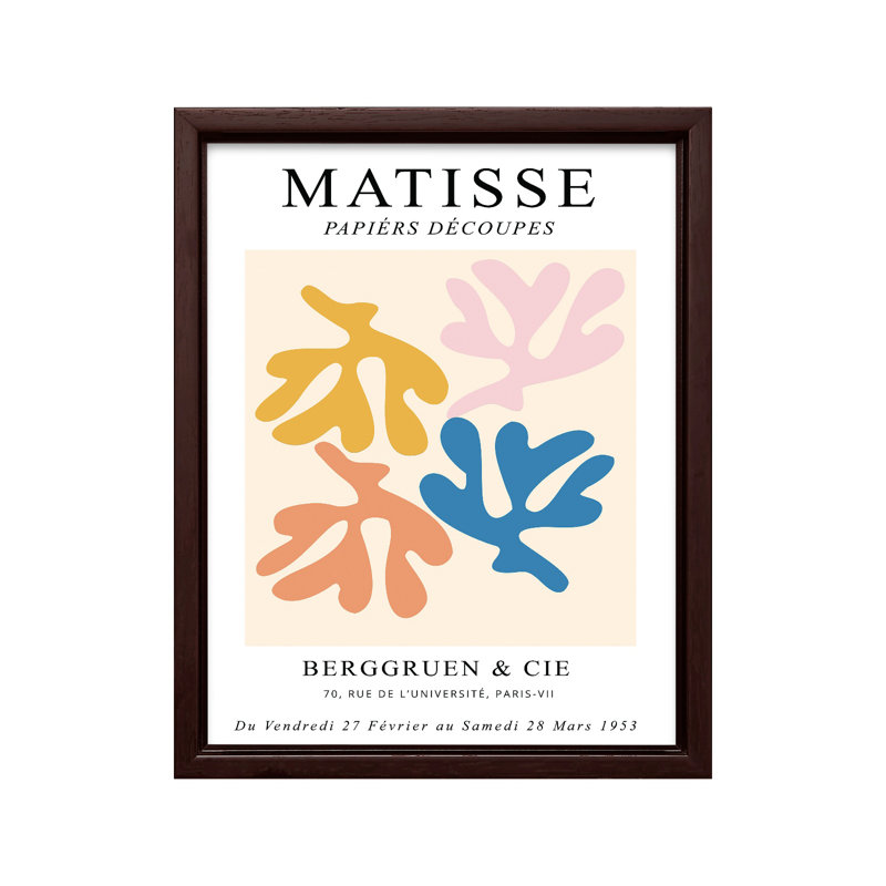 Henri Matisse - The Cut-Outs No2, H 11 po x l 14 po, Canevas, Brown Framed