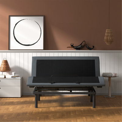 Base de lit réglable noire et grise avec réglages de la tête et du pied