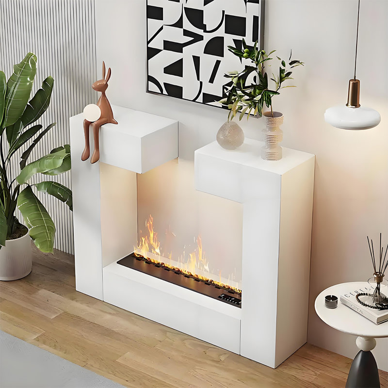 Humidificateur électrique pour cheminée 51,18 ", H 35,43 po x l 51,18 po x P 12,6 po, Blanc