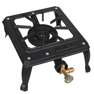 Hike Crew Cast Iron 3-Burner Outdoor Gas Stove | 225,000 BTU Portable  Propane Cooktop w/Blue Flame Control, Removable Legs, Temperature Control  Knobs