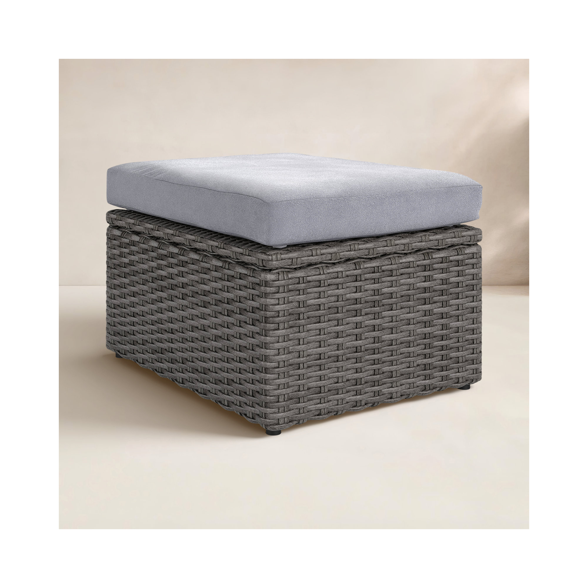 Wicker Outdoor Ottoman with Cushion