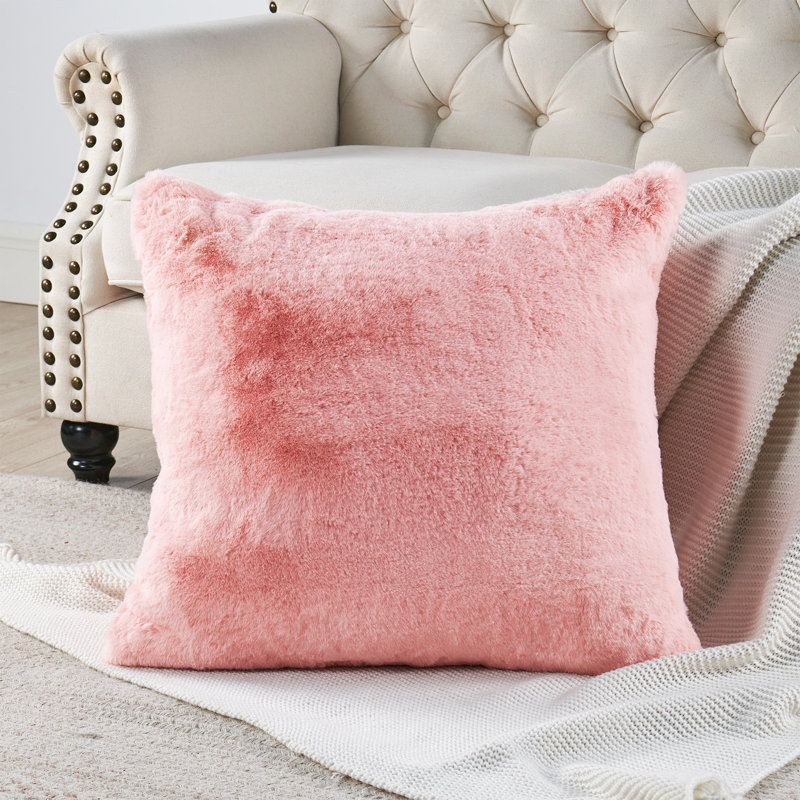 Housse de coussin lourd en fausse fourrure, H 26 pi x l 26 pi, Rose quartz