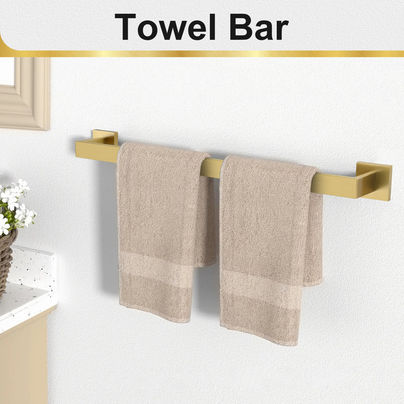 5-piece Bathroom Hardware Set, Brushed Gold