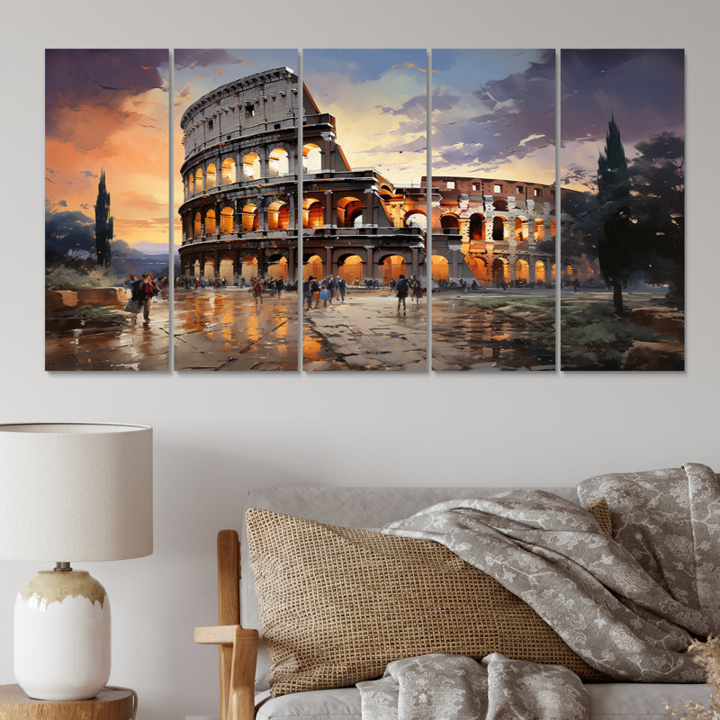 «Beige Italy Colosseum Colosseo» sur toile, reproduction de 5 pièces