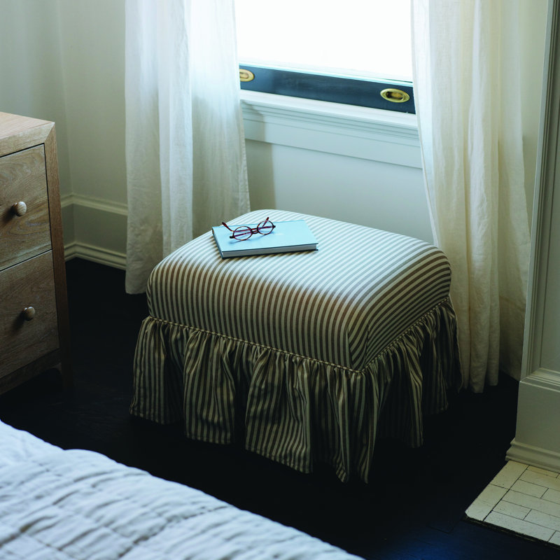 June Upholstered Ottoman, Jane Stripe Laurel