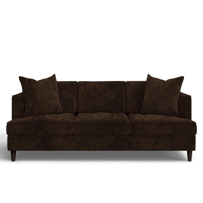 Upholstered 84'' Sofa, Bella Chocolate Performance Velvet