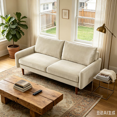 58" European Modern Velvet Loveseat with Tapered Legs & Square Arms, 2-Seater Couch with Ergonomic Thick Cushions for Living Room, Apartment, Office