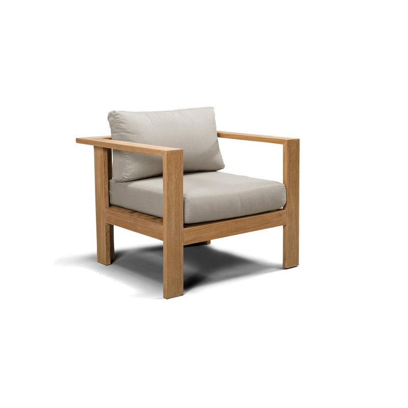 Ando Outdoor Teak Lounge Chair, Cast Silver Sunbrella®