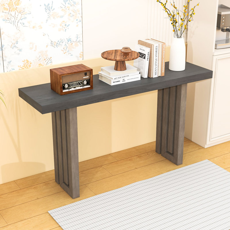 Oak Veneer Console Table, Gray