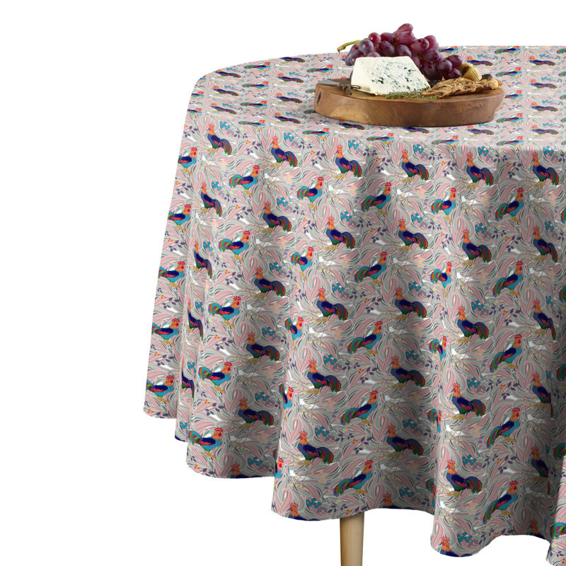 Amiya Geometric Round Tablecloth, 120" L x 120" W