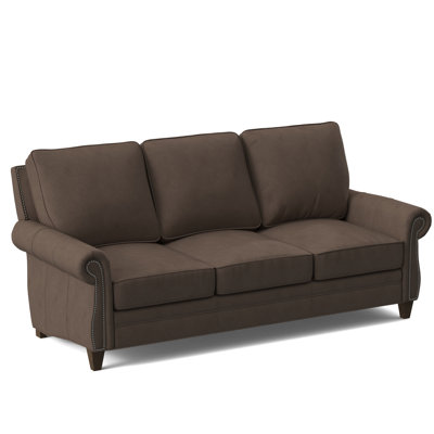 Canapé à accoudoirs roulés en cuir véritable 88 po Reddish