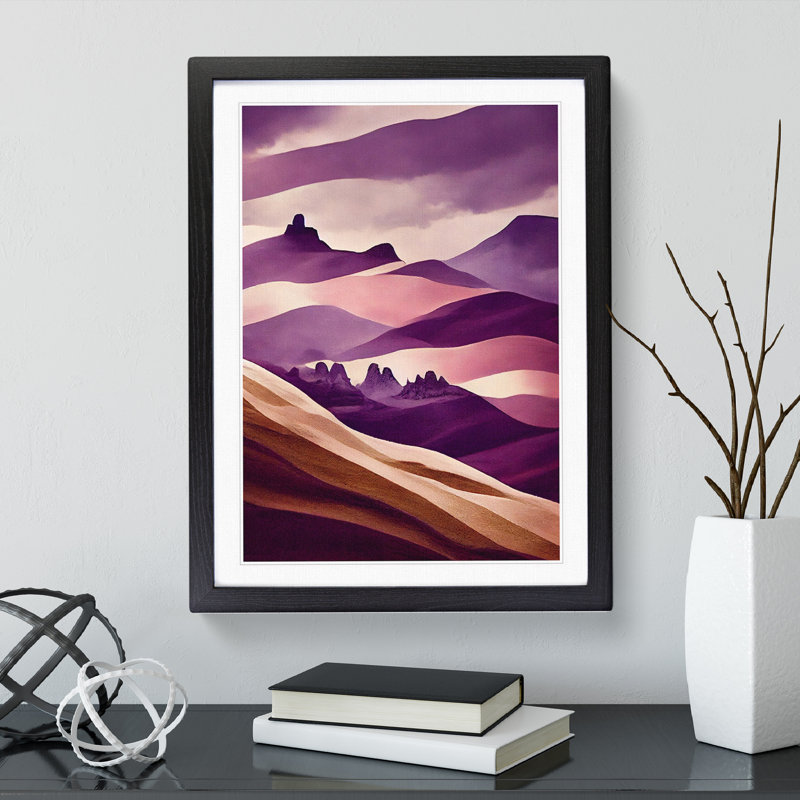 Surreal Abstract Mountain Landscape No.4 - Single Picture Frame Print, Black Framed, 64cm H x 46cm W x 2cm D