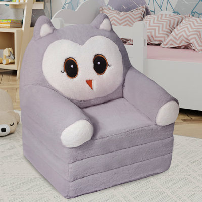 Canapé pour enfants pour tout-petits, canapé-lit pliant 2 en 1 avec housse amovible, fauteuil inclinable pour enfants en peluche confortable, canapé-lit convertible en lit pour les enfants de 1 à 3 ans, gris chouette