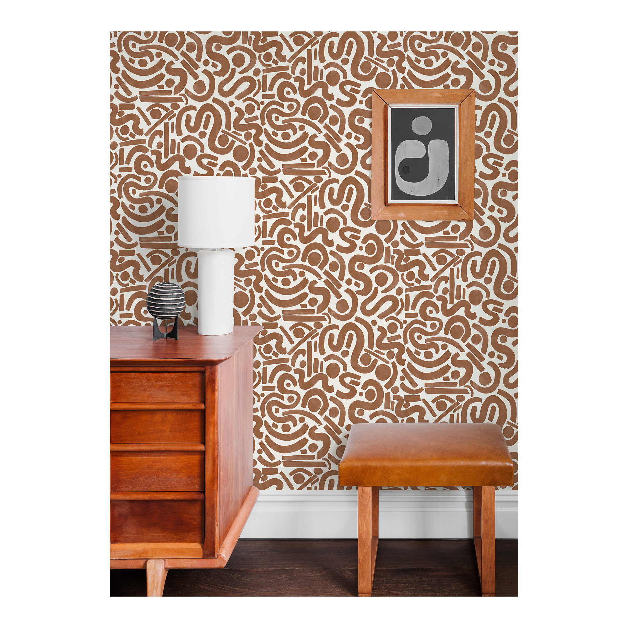 Peel & Stick Geometric Wallpaper, Orange