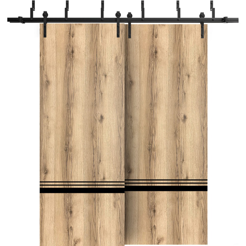 Porte de grange en bois massif massif, Chêne, 48 po x 84 po