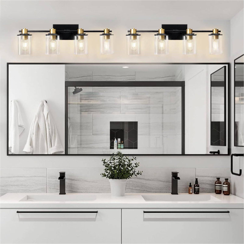 Luminaires de salle de bain 4 lumières dorées, luminaires pour salle de bain O