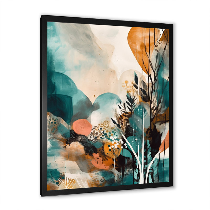 «Orion Green and Cream Visions In Boho», reproduction sur toile, H 40 po x l 30 po x P 1,5 po, Cadre photo noir