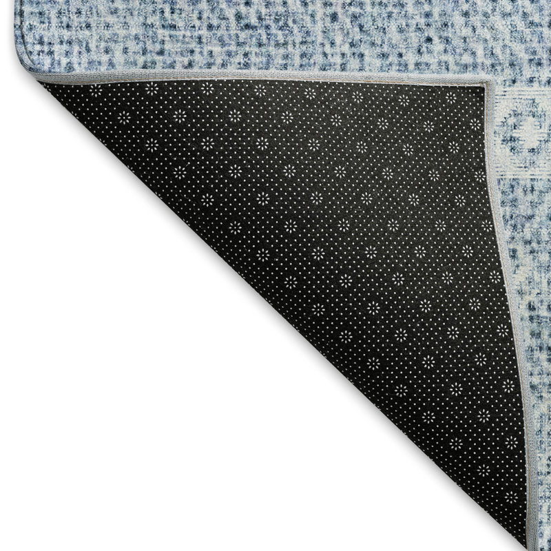 Tapis bleu Prisco lavable à la machine de qualité supérieure, Rectangle 9 pi x 12 pi
