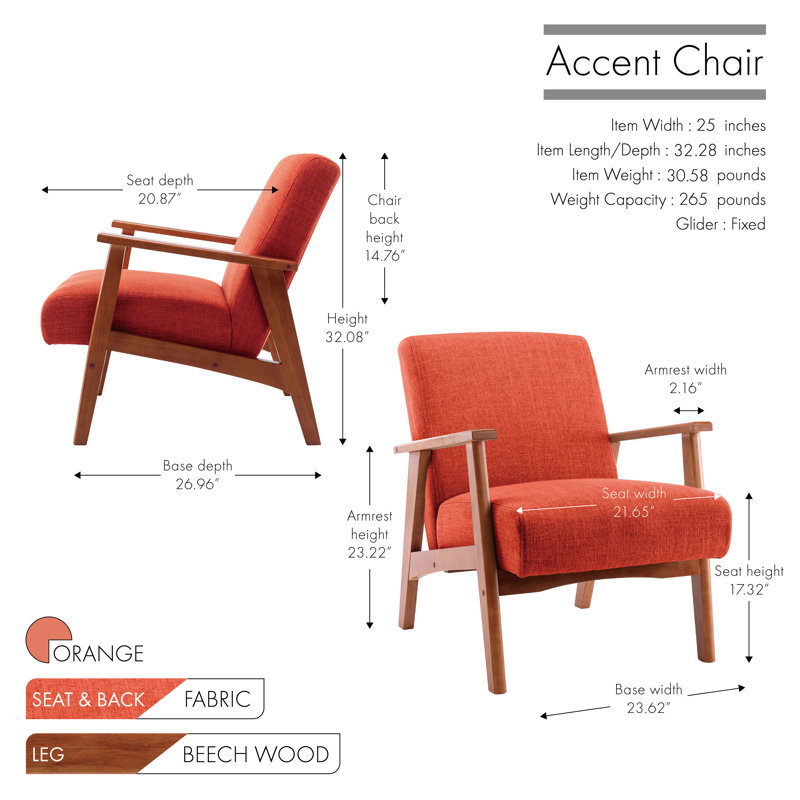 Upholstered Armchair, Red
