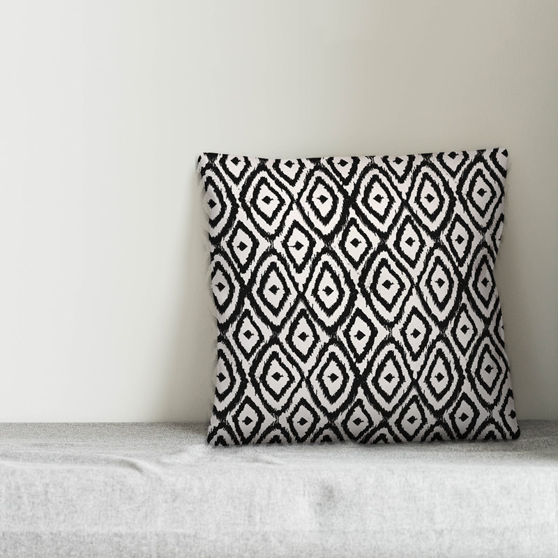 Geometric Throw Pillow, White/Black, 18" x 18"