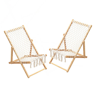 Set Of 2 Weaving Chair With Handwoven Rope