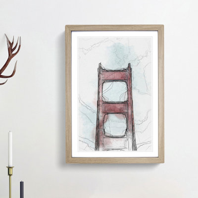 The Top of the Golden Gate Bridge in Abstract - Framed Print