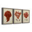 Antique Red Coral I - ensemble de 3 peintures sur toile encadrées-439793266-439793164