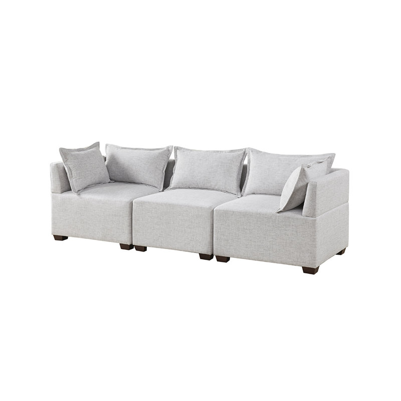 Canapé modulaire 3 pièces Molly, Polyester gris argent