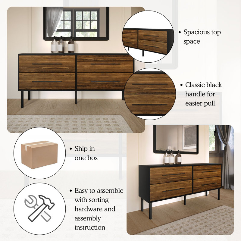 Keven 4 - Drawer Dresser, Brown